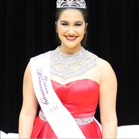 Jovani red embellished high neck formal-SOLD - Picture 6 of 7